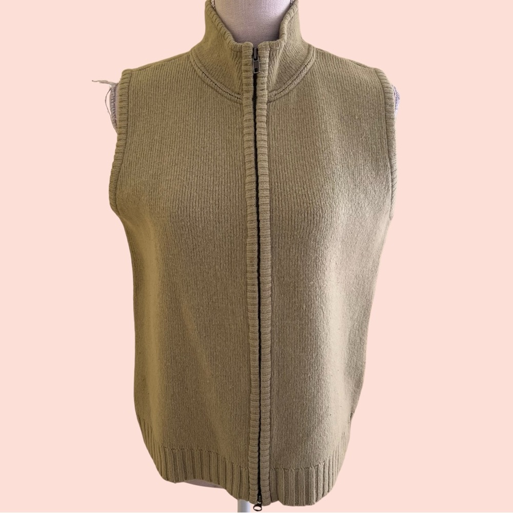 Eddie Bauer Spring Green Lambswool Blend Vest M
